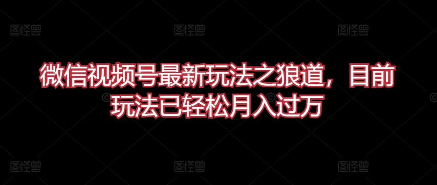 微信视频号最新玩法之狼道，目前玩法已轻松月入过万-网创空间