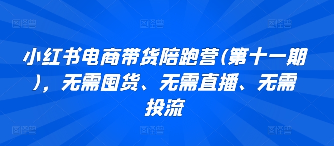 小红书电商带货陪跑营(第十一期)，无需囤货、无需直播、无需投流-网创空间