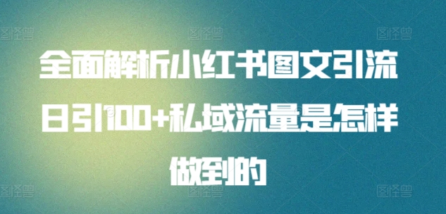 全面解析小红书图文引流日引100+私域流量是怎样做到的-网创空间