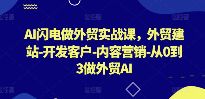 AI闪电做外贸实战课，​外贸建站-开发客户-内容营销-从0到3做外贸AI-网创空间