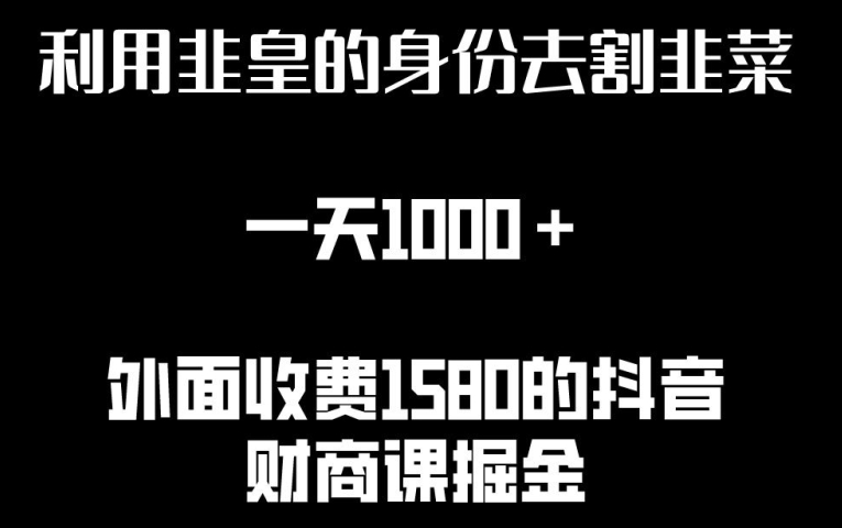 利用非皇的身份去割韭菜，一天1000+(附详细资源)-网创空间