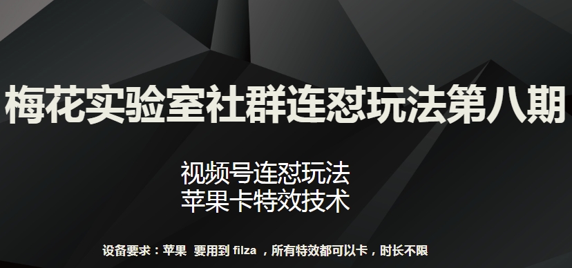 梅花实验室社群连怼玩法第八期，视频号连怼玩法 苹果卡特效技术-网创空间