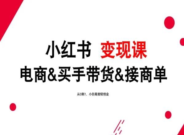 2024年最新小红书变现课，电商&买手带货&接商单，从0到1，小白高效轻创业-网创空间