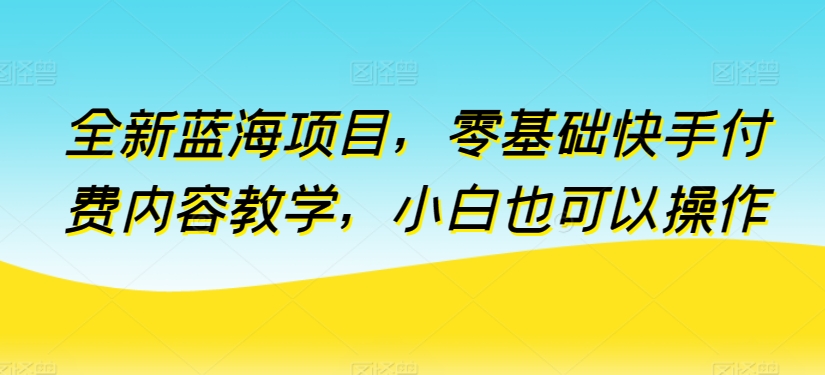 全新蓝海项目，零基础快手付费内容教学，小白也可以操作-网创空间