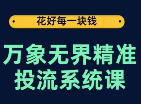 万象无界精准投流系统课，从关键词到推荐，从万象台到达摩盘，从底层原理到实操步骤-网创空间