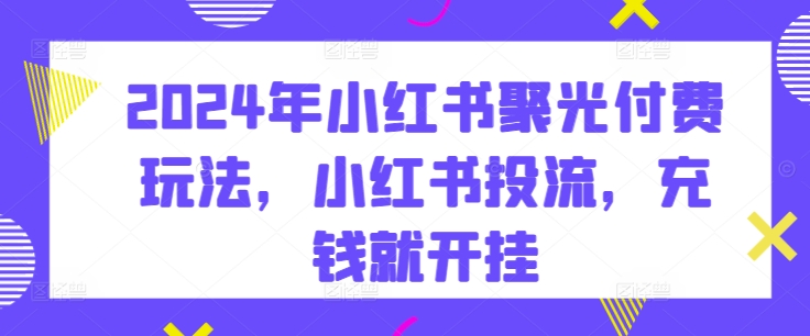 2024年小红书聚光付费玩法，小红书投流，充钱就开挂-网创空间