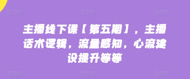 主播线下课【第五期】，主播话术逻辑，流量感知，心流建设提升等等-网创空间