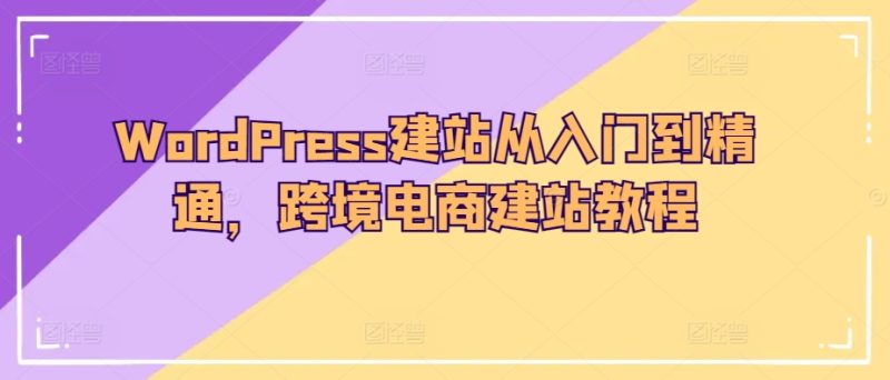 WordPress建站从入门到精通，跨境电商建站教程-网创空间