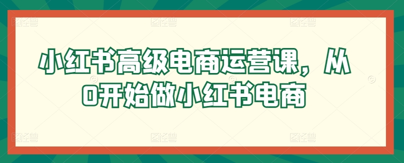 小红书高级电商运营课，从0开始做小红书电商-网创空间