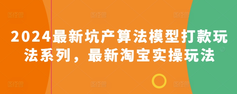 2024最新坑产算法模型打款玩法系列，最新淘宝实操玩法-网创空间
