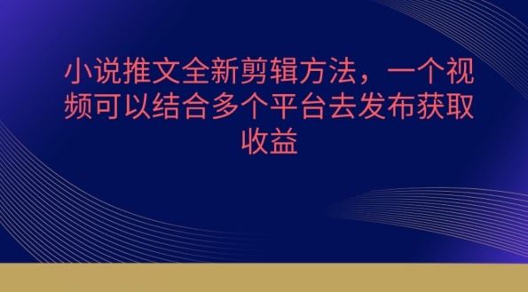 小说推文全新剪辑方法，一个视频可以结合多个平台去发布获取-网创空间