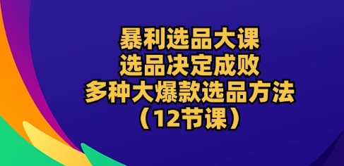 暴利选品大课：选品决定成败，教你多种大爆款选品方法(12节课)-网创空间