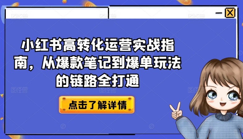 小红书高转化运营实战指南，从爆款笔记到爆单玩法的链路全打通-网创空间