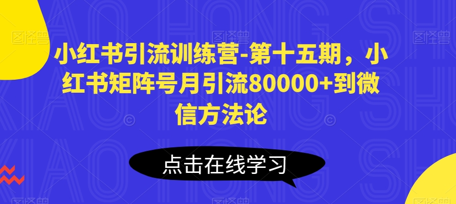 小红书引流训练营-第十五期，小红书矩阵号月引流80000+到微信方法论-网创空间