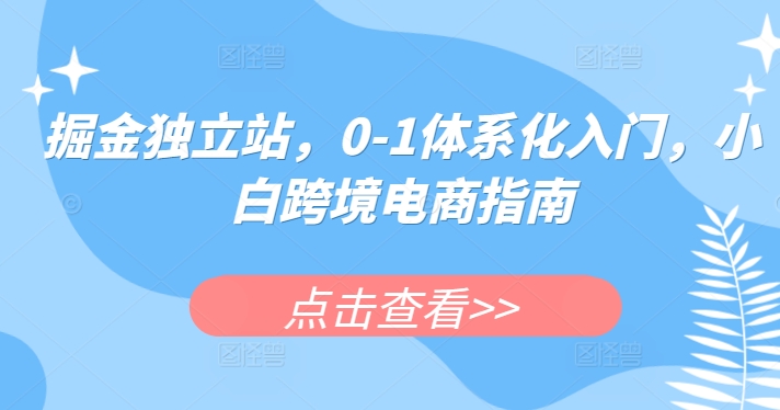 掘金独立站，0-1体系化入门，小白跨境电商指南-网创空间