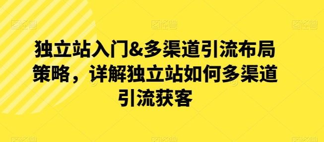 独立站入门&多渠道引流布局策略，详解独立站如何多渠道引流获客-网创空间