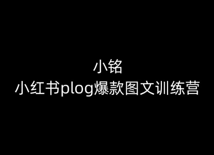 小铭-小红书plog爆款图文训练营，教你从0-1做小红书-网创空间