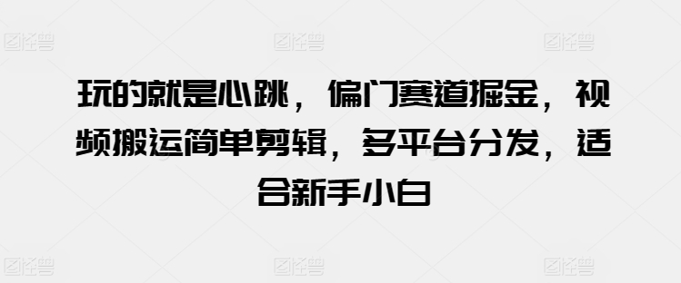 玩的就是心跳，偏门赛道掘金，视频搬运简单剪辑，多平台分发，适合新手小白-网创空间