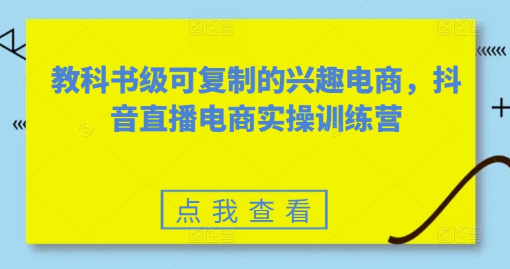 教科书级可复制的兴趣电商，抖音直播电商实操训练营-网创空间