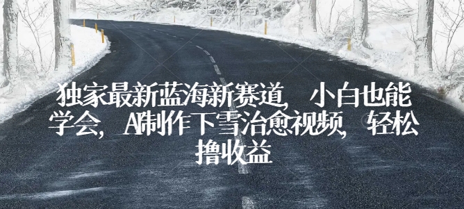 独家最新蓝海新赛道，小白也能学会，AI制作下雪治愈视频，轻松撸收益-网创空间