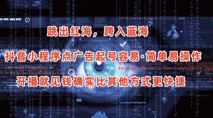 抖音小程序点广告项目，起号容易，简单易操作，开播就见有收益-网创空间
