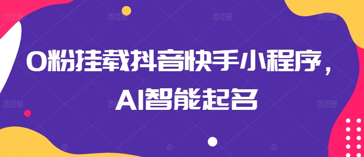 0粉挂载抖音快手小程序，AI智能起名-网创空间