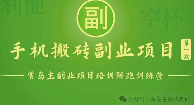 手机搬砖小副业项目训练营1.0，实测1小时收益50+，一部手机轻松日入100+-网创空间