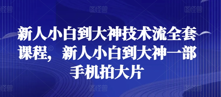 新人小白到大神技术流全套课程，新人小白到大神一部手机拍大片-网创空间