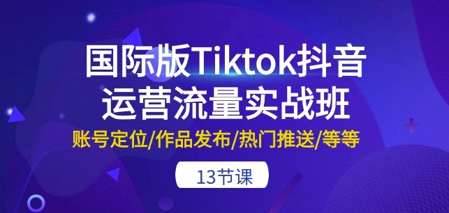 国际版Tiktok抖音运营流量实战班：账号定位/作品发布/热门推送/等等-13节-网创空间