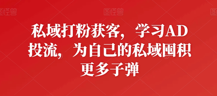 私域打粉获客，学习AD投流，为自己的私域囤积更多子弹-网创空间