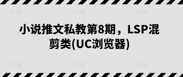 小说推文私教第8期，LSP混剪类(UC浏览器)-网创空间