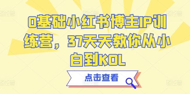 0基础小红书博主IP训练营，37天天教你从小白到KOL-网创空间