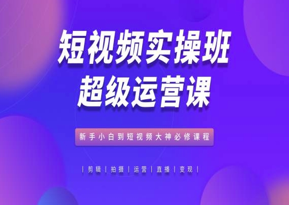 短视频实操班超级运营课，新手小白到短视频大神必修课程-网创空间