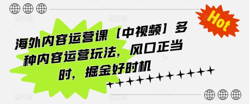 海外内容运营课【中视频】多种内容运营玩法，风口正当时，掘金好时机-网创空间