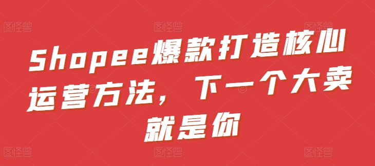 Shopee爆款打造核心运营方法，下一个大卖就是你-网创空间