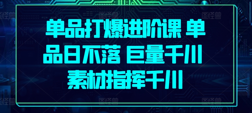 单品打爆进阶课 单品日不落 巨量千川 素材指挥千川-网创空间
