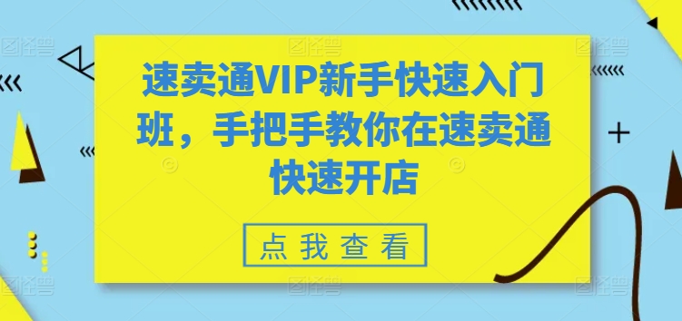 速卖通VIP新手快速入门班，手把手教你在速卖通快速开店-网创空间