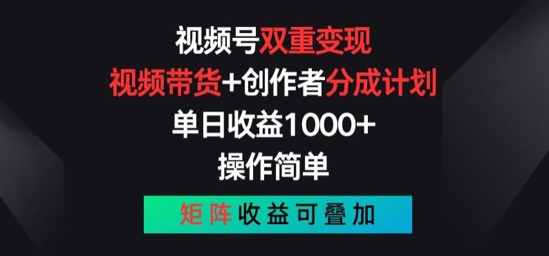 视频号双重变现，视频带货+创作者分成计划 , 操作简单，矩阵收益叠加【揭秘】-网创空间