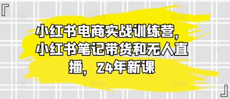 小红书电商实战训练营,小红书笔记带货和无人直播,24年新课-网创空间