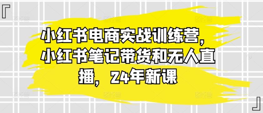 小红书电商实战训练营，小红书笔记带货和无人直播，24年新课-网创空间