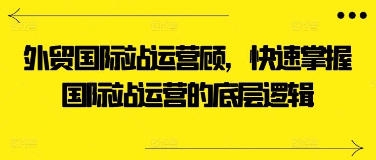 外贸国际站运营顾问，快速掌握国际站运营的底层逻辑-网创空间