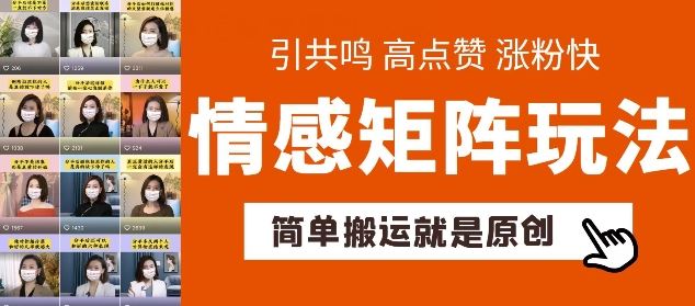 简单搬运，情感矩阵玩法，涨粉速度快，可带货，可起号【揭秘】-网创空间