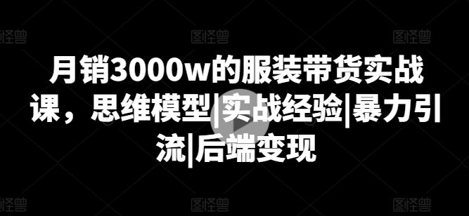 月销3000w的服装带货实战课，思维模型|实战经验|暴力引流|后端变现-网创空间