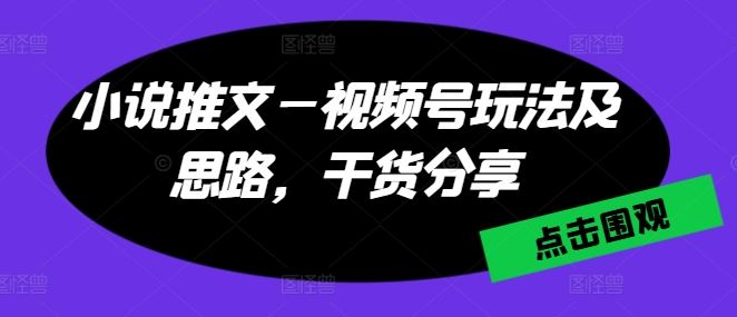 小说推文—视频号玩法及思路，干货分享-网创空间
