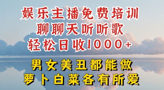 娱乐主播免费培训聊聊天听听歌轻松日收1K+，男女美丑都能做萝卜白菜各有所爱【揭秘】-网创空间
