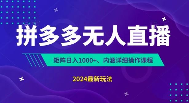 拼多多无人直播不封号，0投入，3天必起，无脑挂机，日入1k+【揭秘】-网创空间