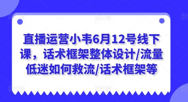 直播运营小韦6月12号线下课，话术框架整体设计/流量低迷如何救流/话术框架等-网创空间