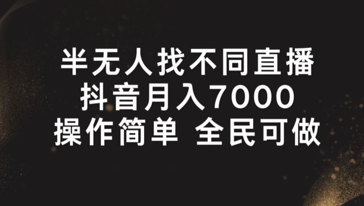 半无人找不同直播，月入7000+，操作简单 全民可做【揭秘】-网创空间