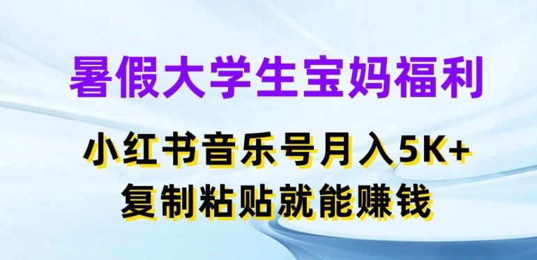 暑假大学生宝妈福利，小红书音乐号月入5000+，复制粘贴就能赚钱【揭秘】-网创空间