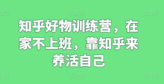 知乎好物训练营，在家不上班，靠知乎来养活自己-网创空间